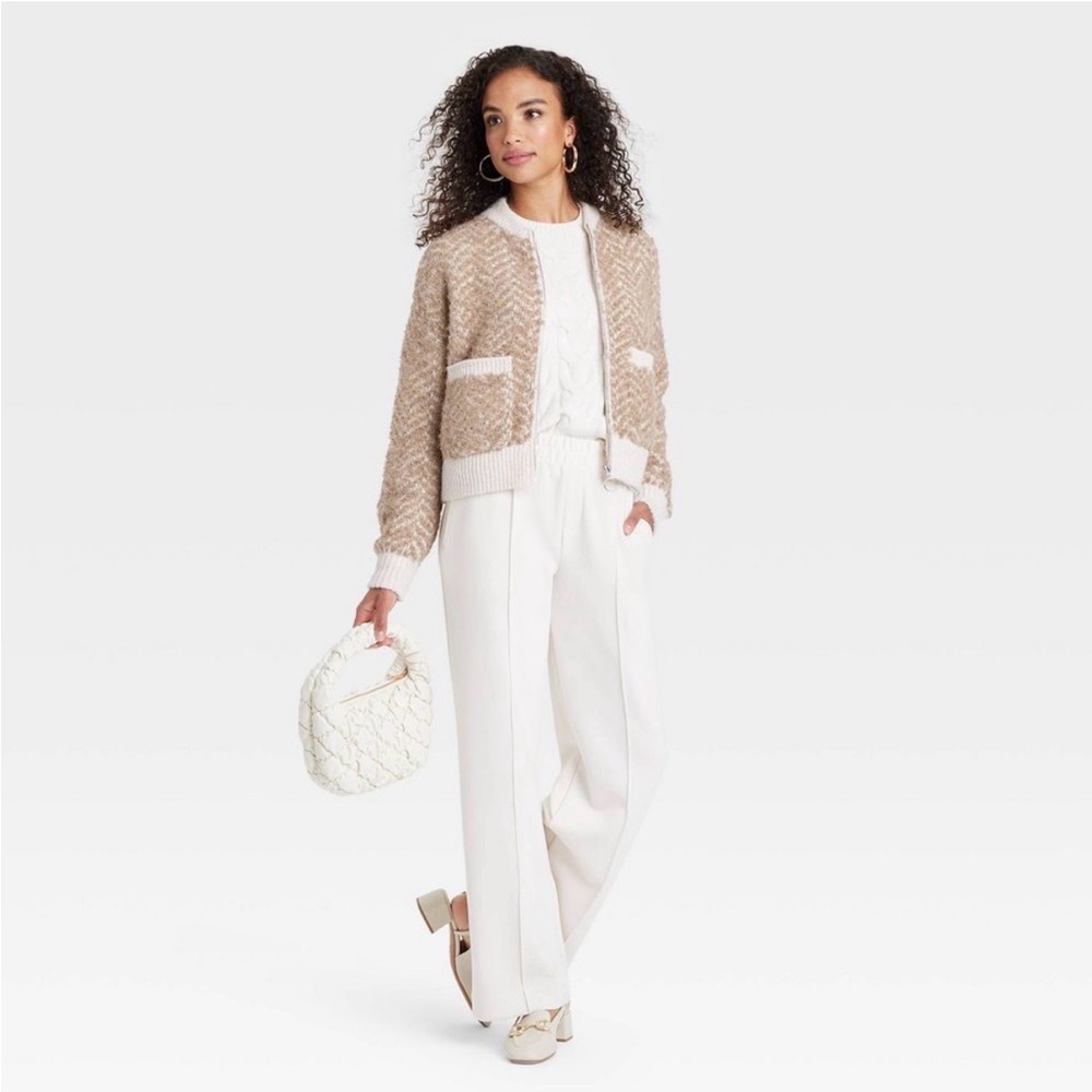 A New Day Women's‎ Cream Lady Bomber Jacket Size Small - Picture 8 of 9
